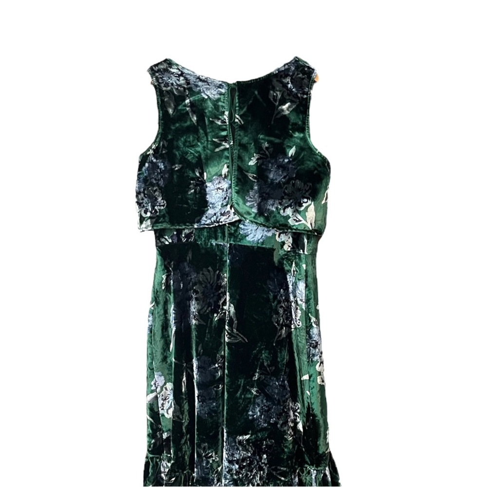 Eva Franco Green Velvet Parlor Rose Velvet Sleeveless High Low Brie Dress 12 - Picture 2 of 5